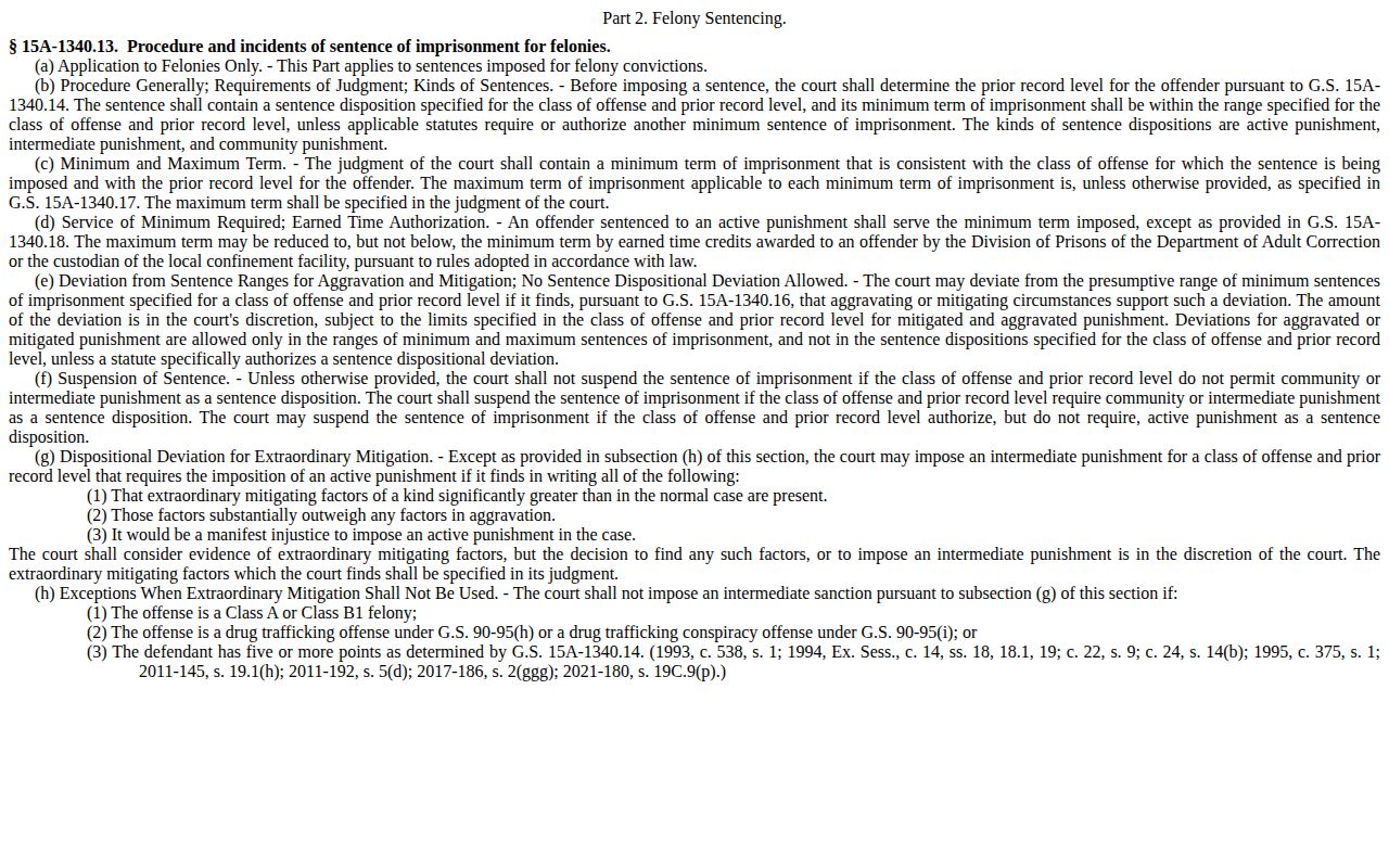 Forsyth County projected release date Structured Sentencing rule