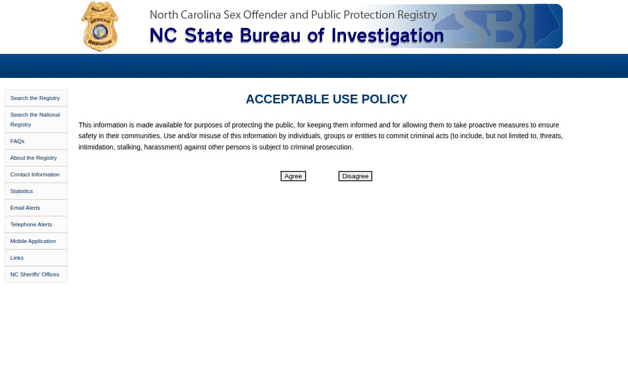 Forsyth County registry search separate from VINELink release records